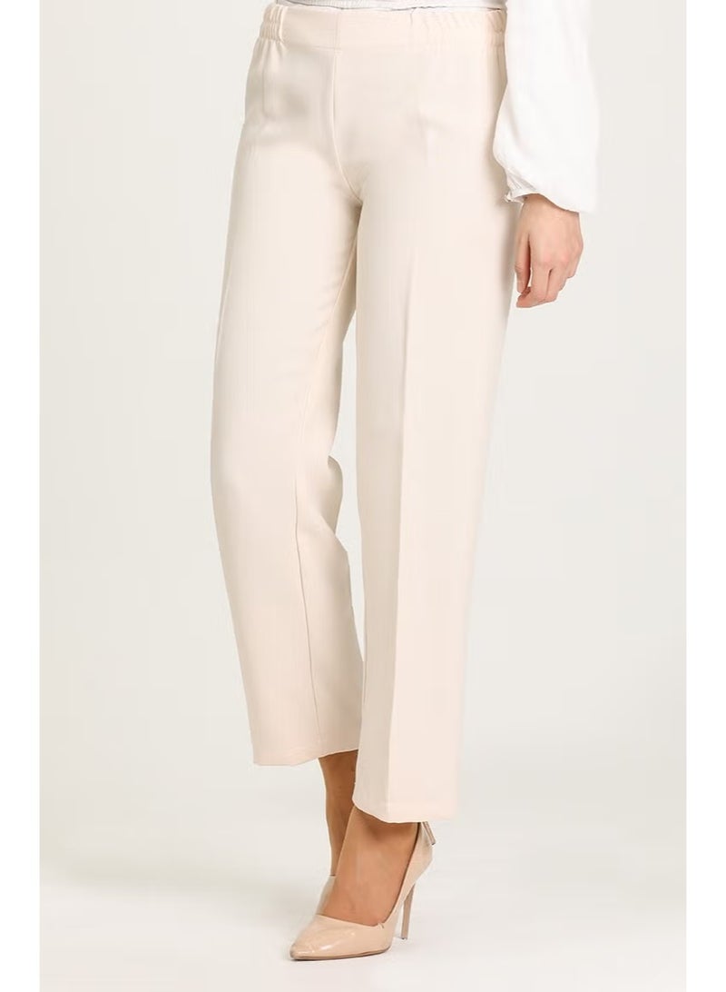 Sefa Merve Elastic Waist Trousers 1983D-02 Cream - Image 2